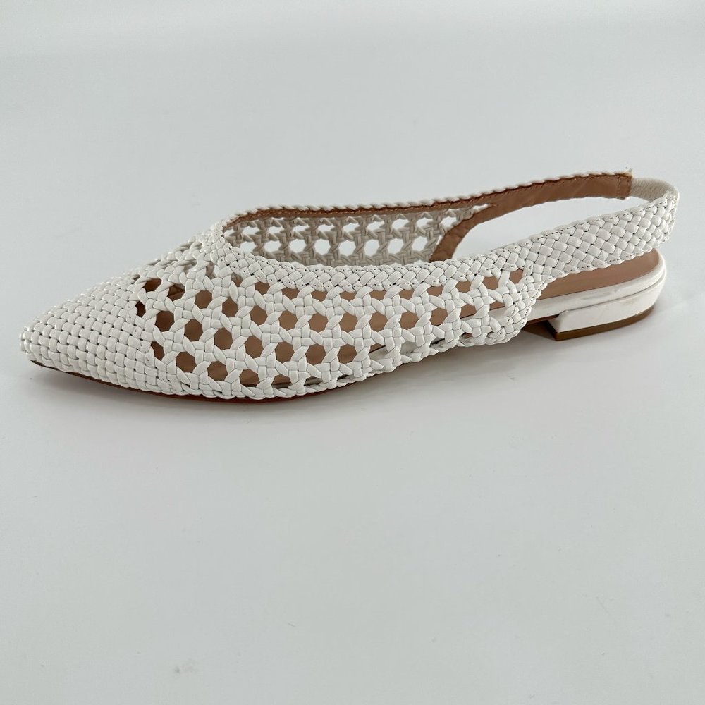 Something Navy White Woven Slingback Flats